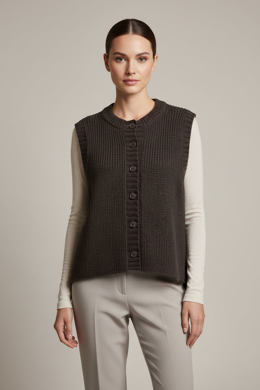OLLIE BUTTON VEST CHUNKY COTTON
