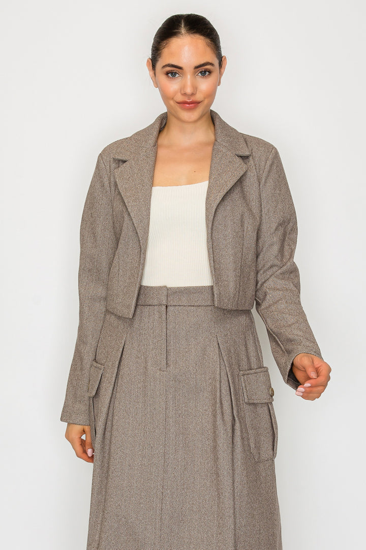 Herringbon Crop Blazer
