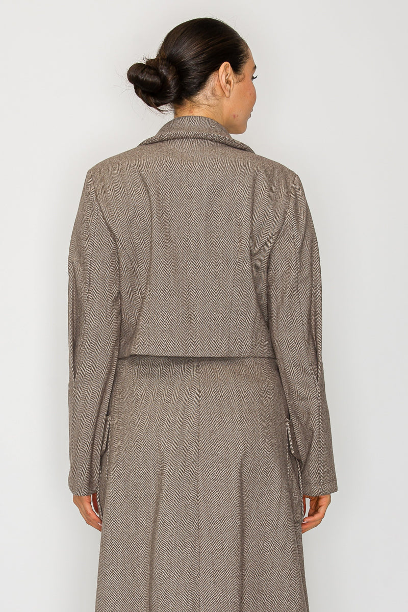 Herringbon Crop Blazer