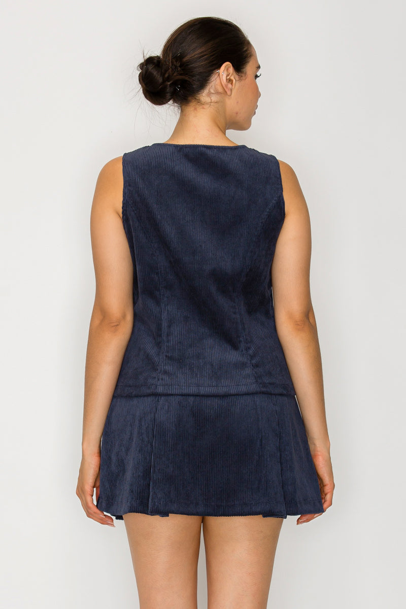 Round Neck Corduroy Vest Top