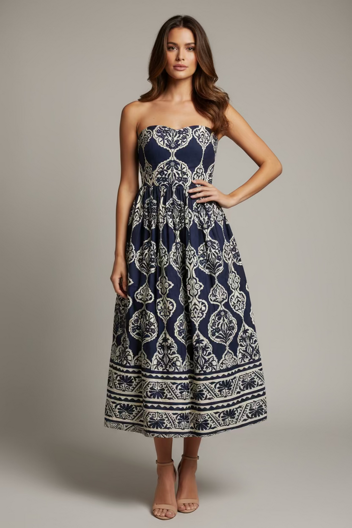 STRAPLESS MIDI DRESS