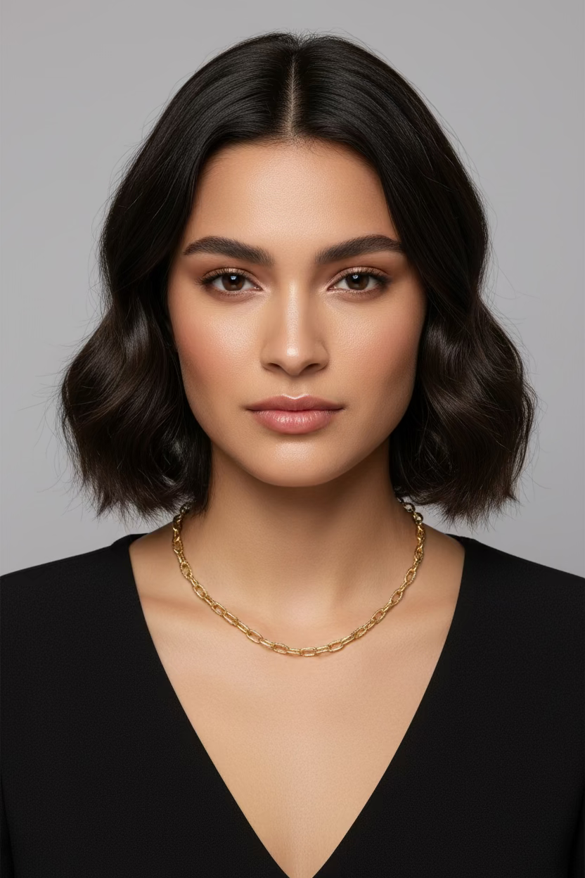 15" SMALL GOLD OBLONG CHAIN NECKLACE