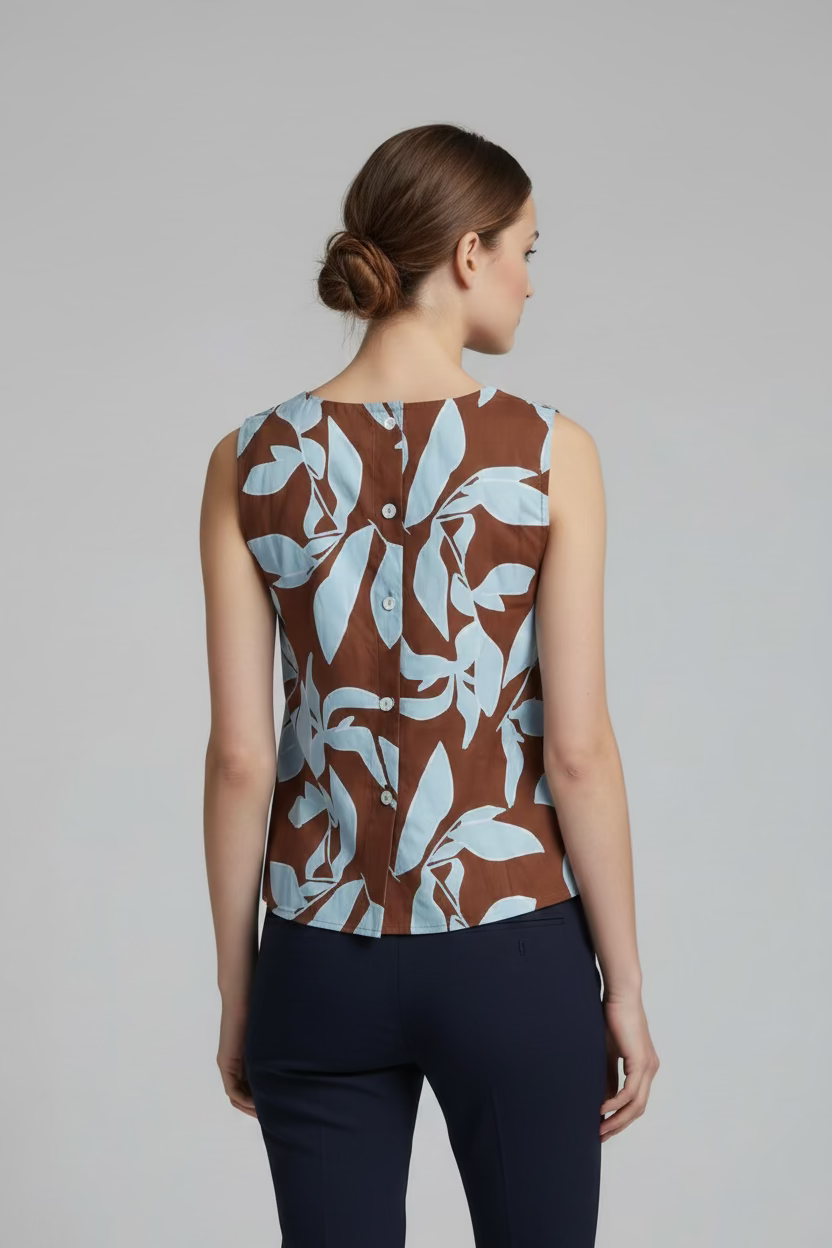 SLEEVELESS BACK BUTTON DOWN TOP