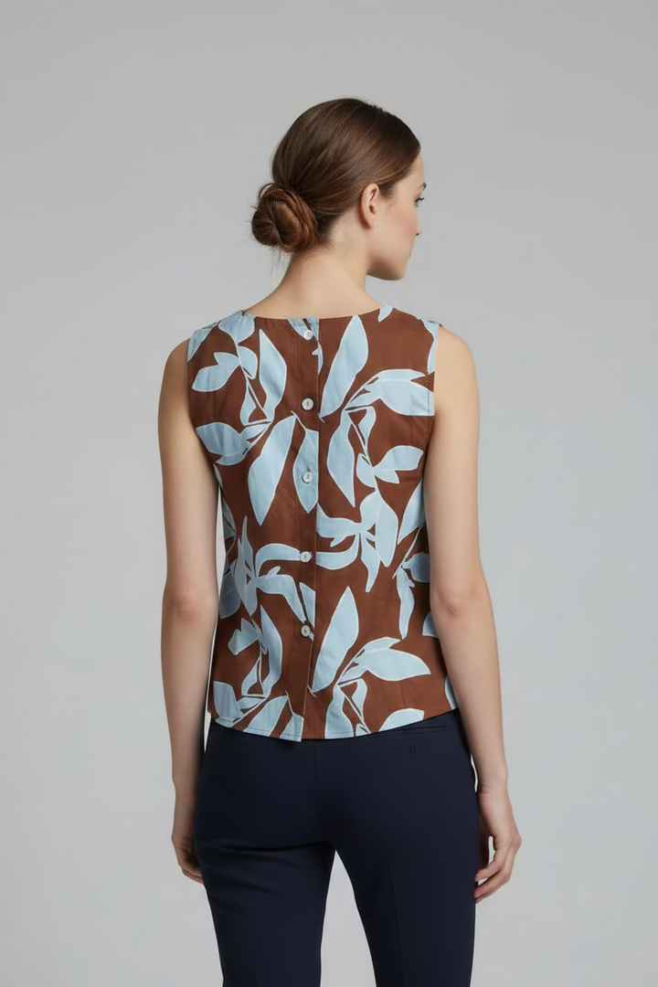 SLEEVELESS BACK BUTTON DOWN TOP