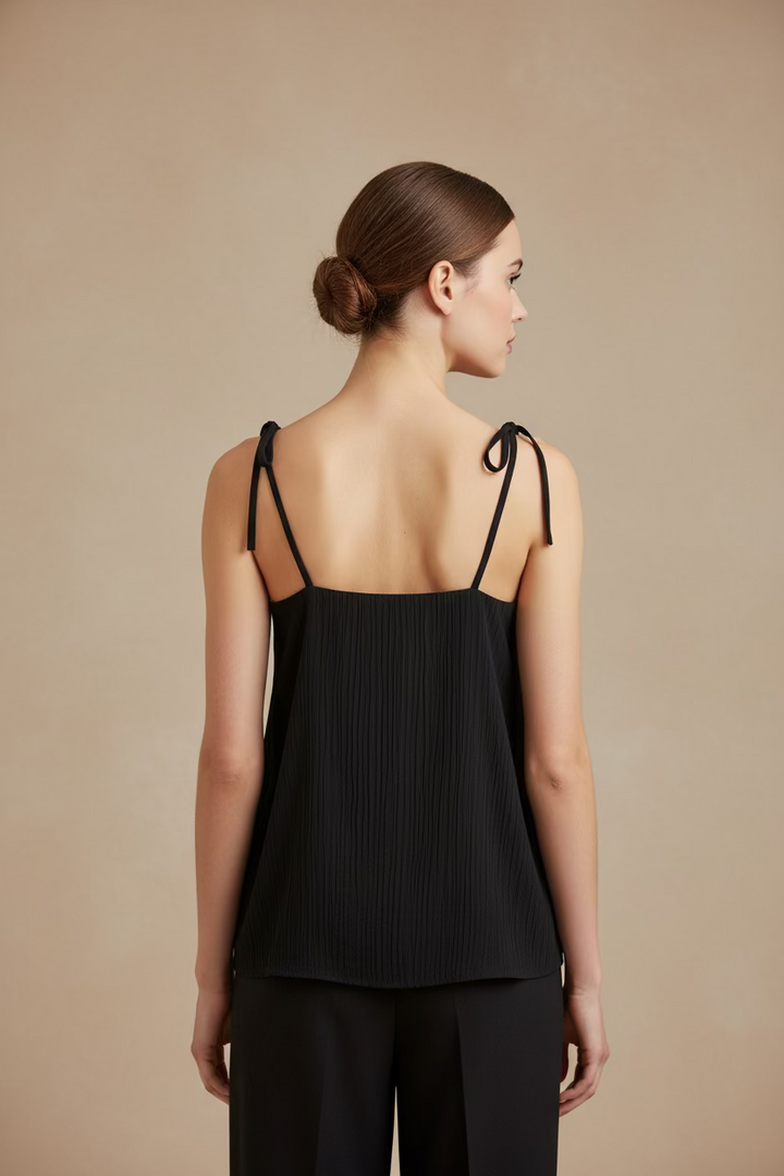 TIE STRAP WOVEN TANK TOP