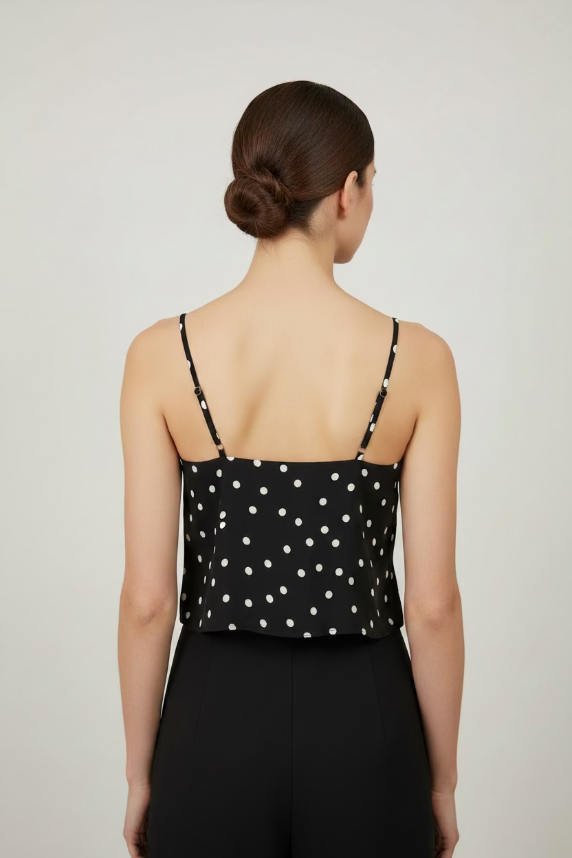 THIN STRAP RUFFLED CROP TOP