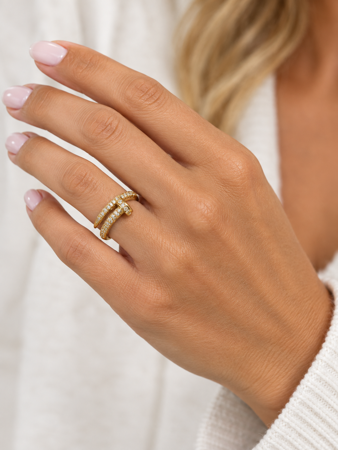 GOLD NAIL ADJUSTABLE WRAP RING