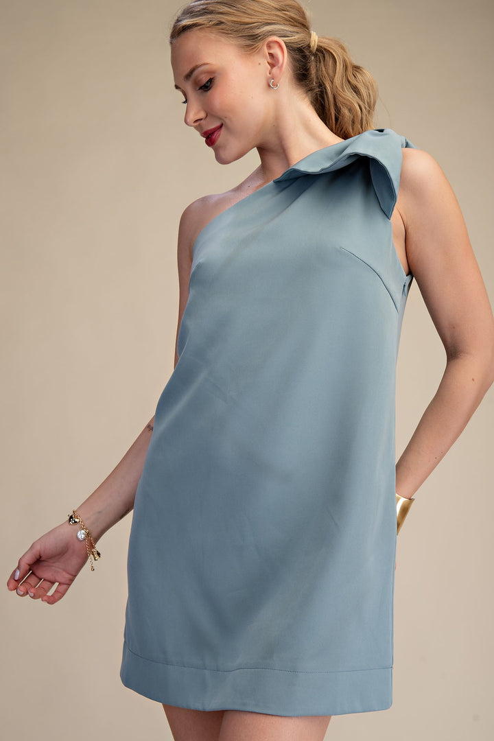 Bow One Shoulder Mini Dress