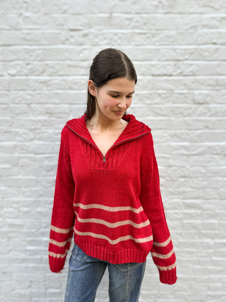 Petra Striped Zip Top Chunky