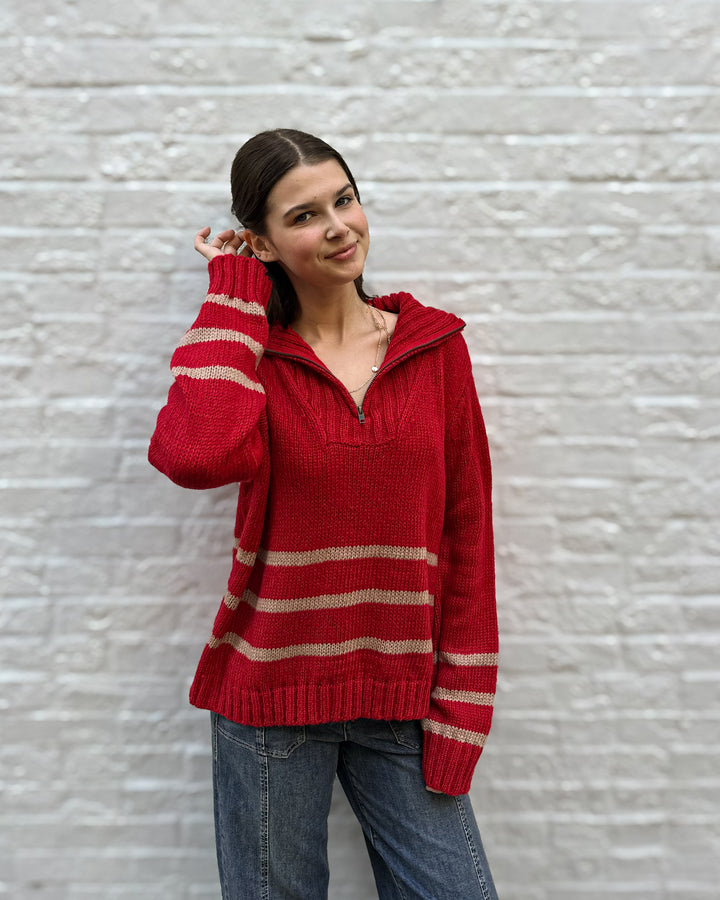 Petra Striped Zip Top Chunky