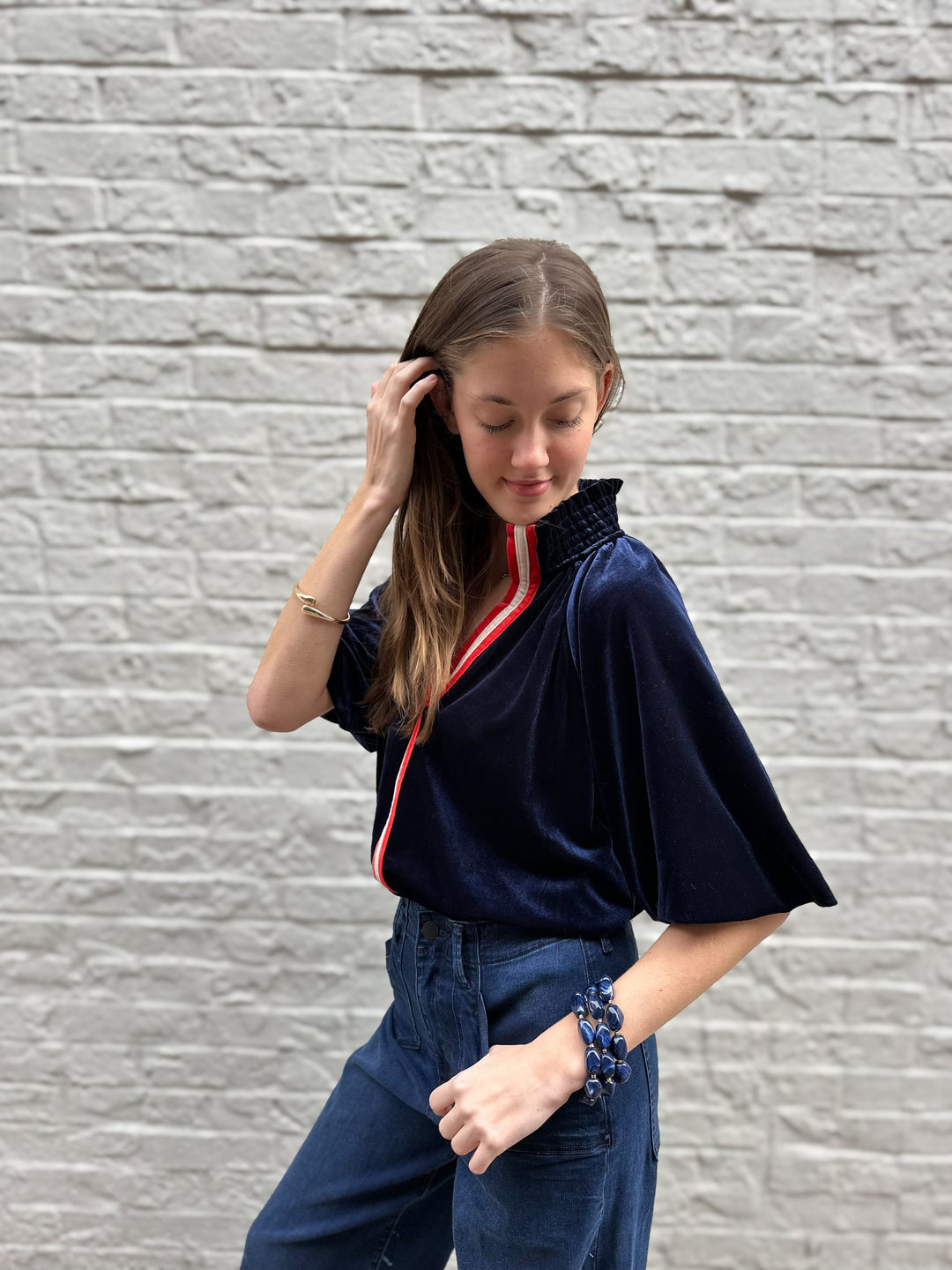 Puff Sleeve Suede Top