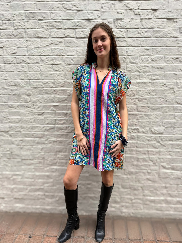 Short Sleeve Multi Color Dress