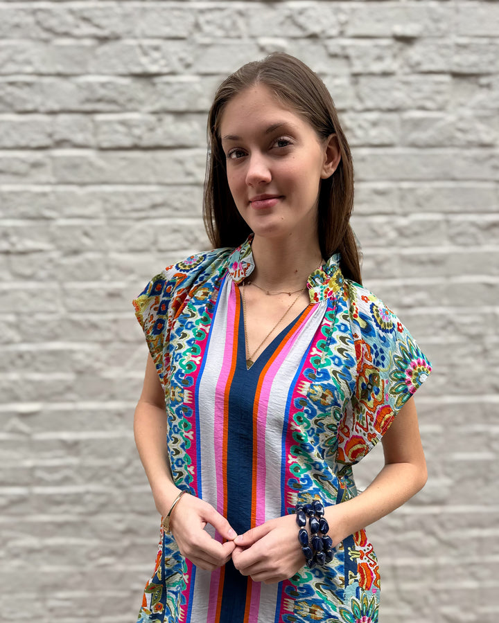 Short Sleeve Multi Color Dress