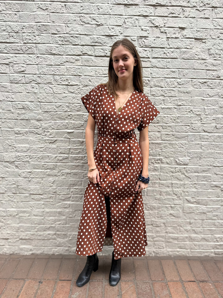 Short Sleeve Polka Dot Dress