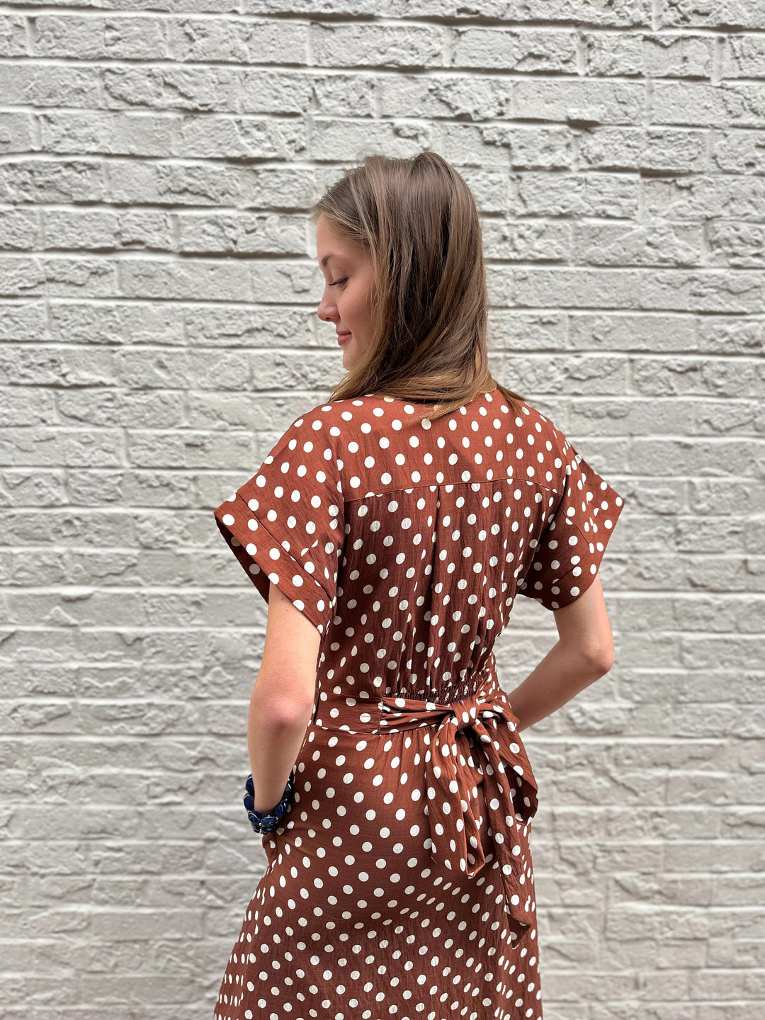 Short Sleeve Polka Dot Dress