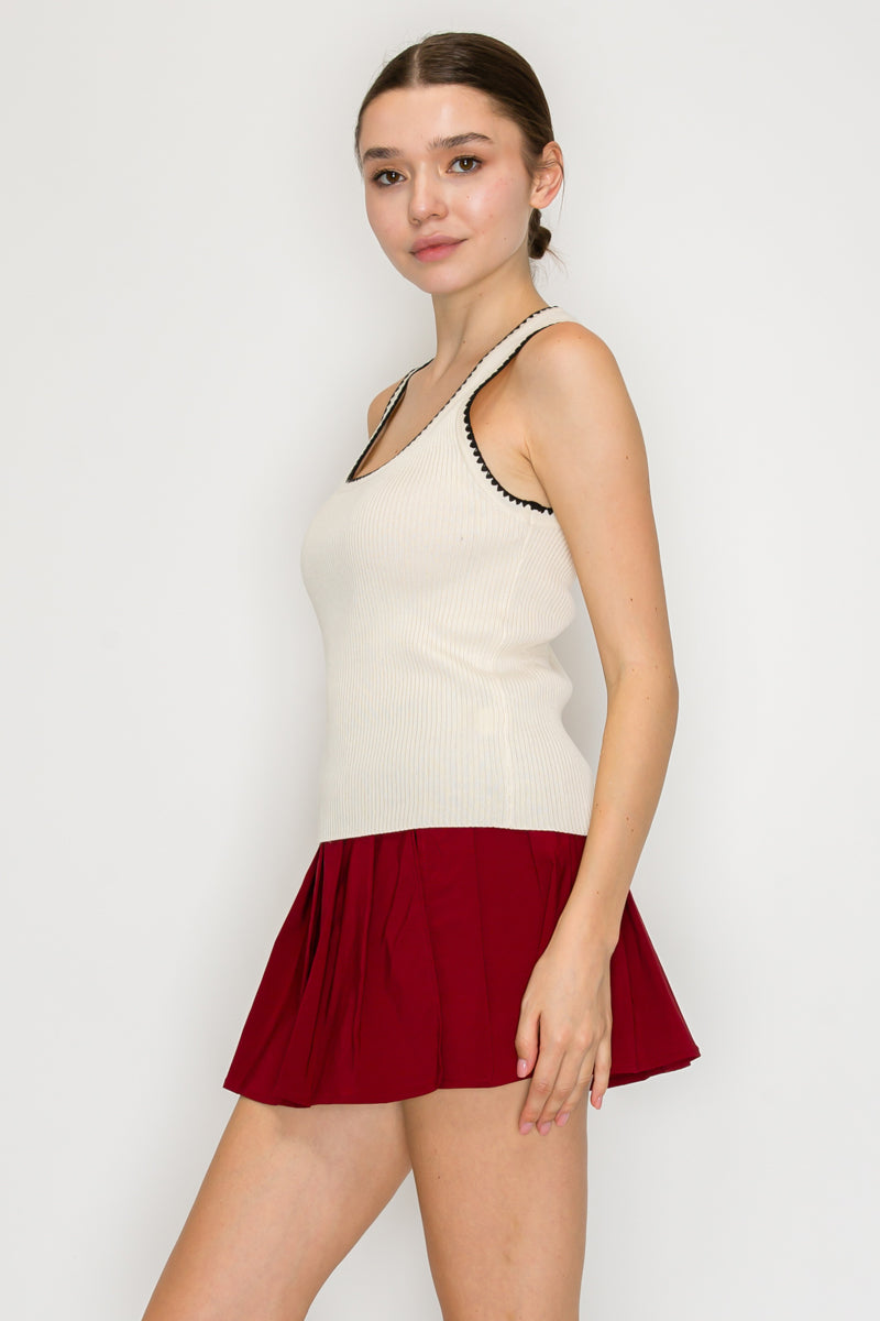 Stitch Trim Sweater Tank Top
