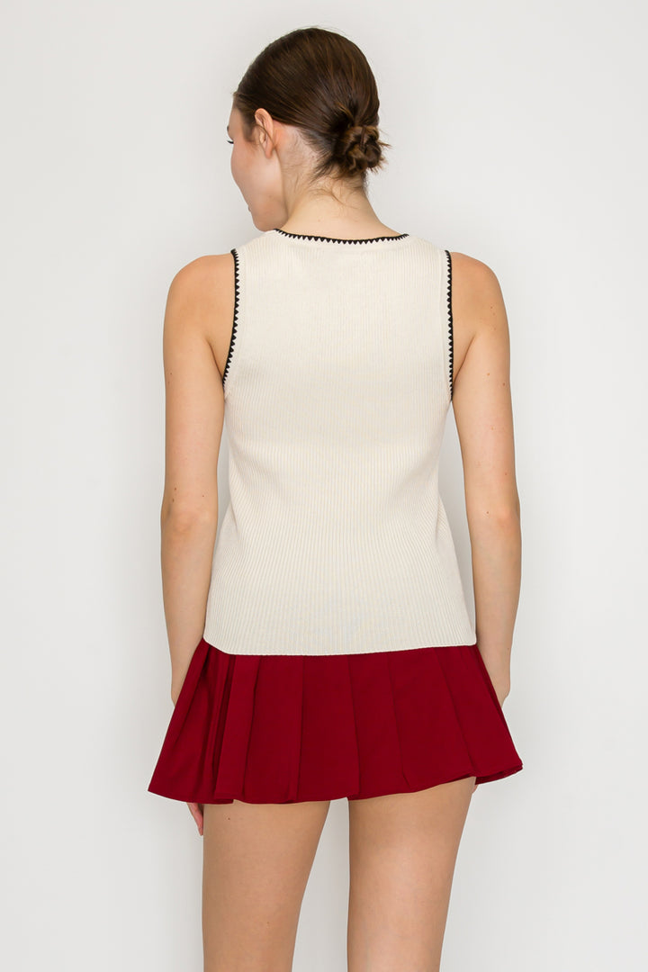 Stitch Trim Sweater Tank Top