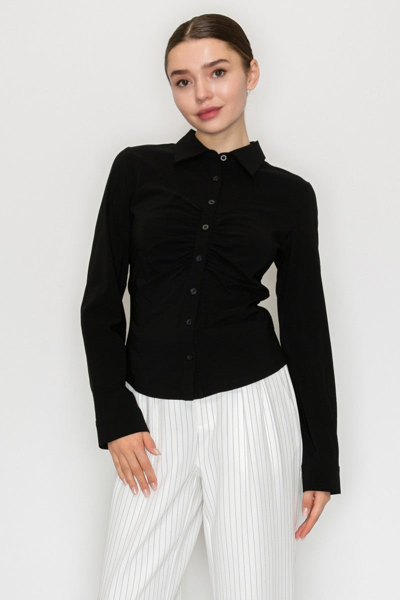 Ruched Button Down Shirt