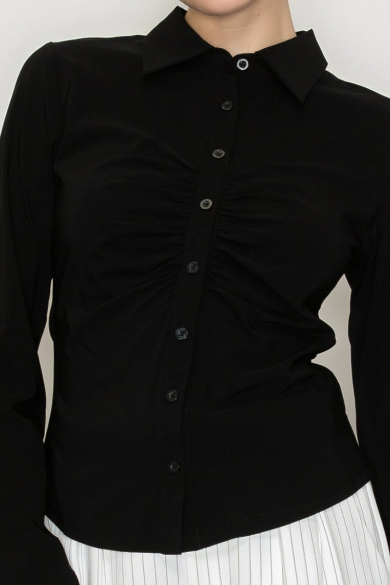 Ruched Button Down Shirt