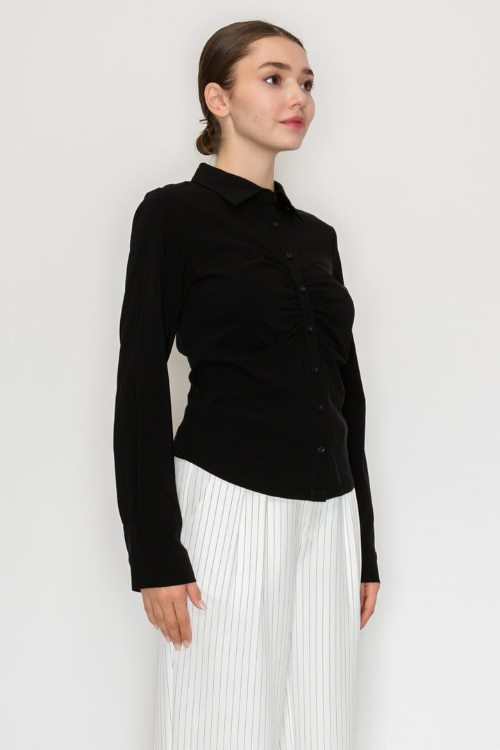 Ruched Button Down Shirt