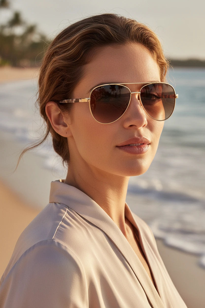 JESSE MATTE GOLD/MILKY IVORY TORT SUNGLASSES