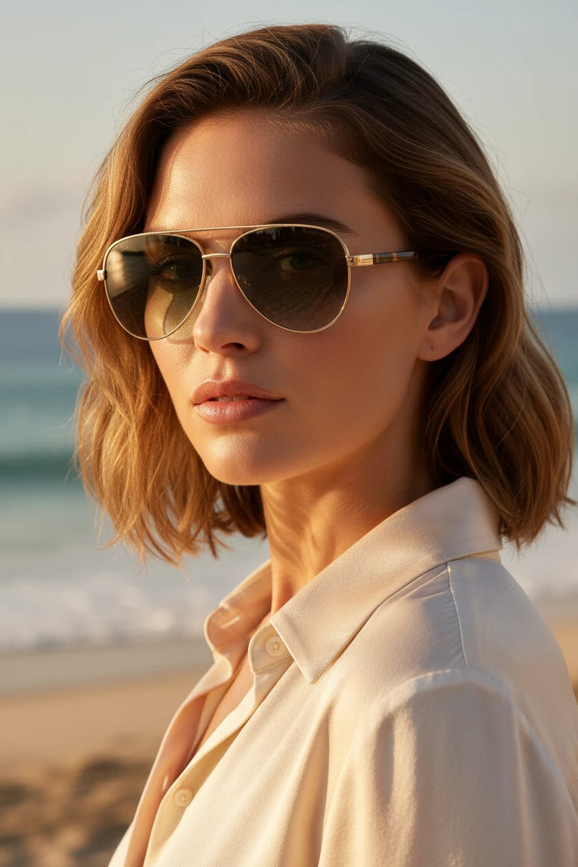 JESSE MATTE GOLD/BROWN SUNGLASSES