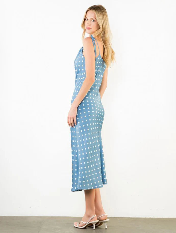 TIE STRAPS POLKA DOT MIDI DRESS