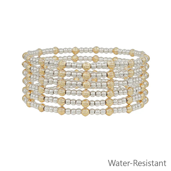4MM+3MM SET OF 6 STRETCH BRACELETS