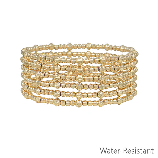 4MM+3MM SET OF 6 STRETCH BRACELETS