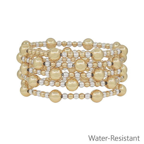 8MM+4MM SET OF 5 BEADED STRETCH BRACELETS