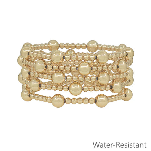 8MM+4MM SET OF 5 BEADED STRETCH BRACELETS