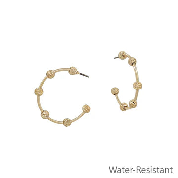 Hoop with Textured Ball Earring