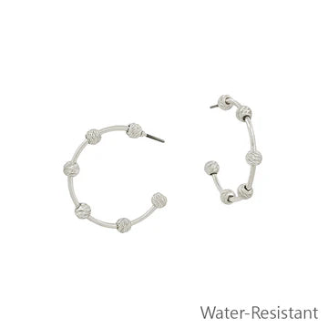 Hoop with Textured Ball Earring