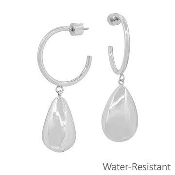 Water Resistant 1" Hoop Teardrop Earring