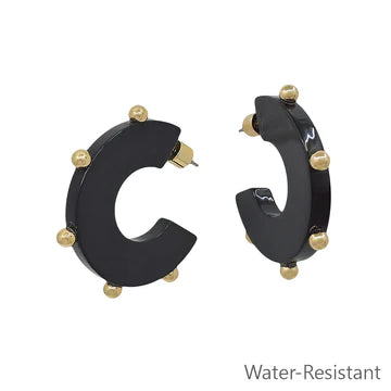 Water Resistant Acrylic 1.5" Hoop with Gold Beaded Dot Accents