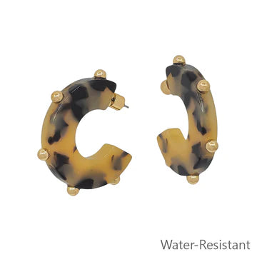 Water Resistant Acrylic 1.5" Hoop with Gold Beaded Dot Accents
