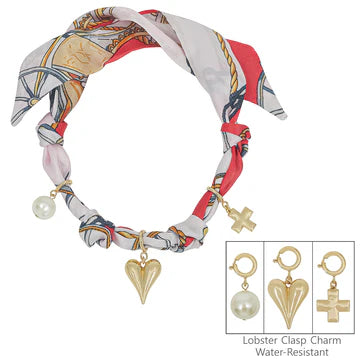 Knotted Scarf Necklace with Charms