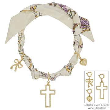 Knotted Scarf Necklace with Charms