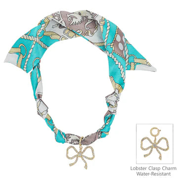 Knotted Scarf Necklace with Rhinestone Open Bow Charm