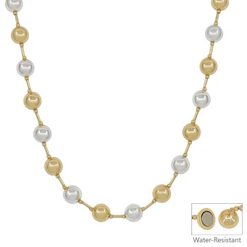 4MM Beaded with Gold Chain 18" Necklace
