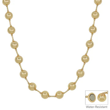 4MM Beaded with Gold Chain 18" Necklace