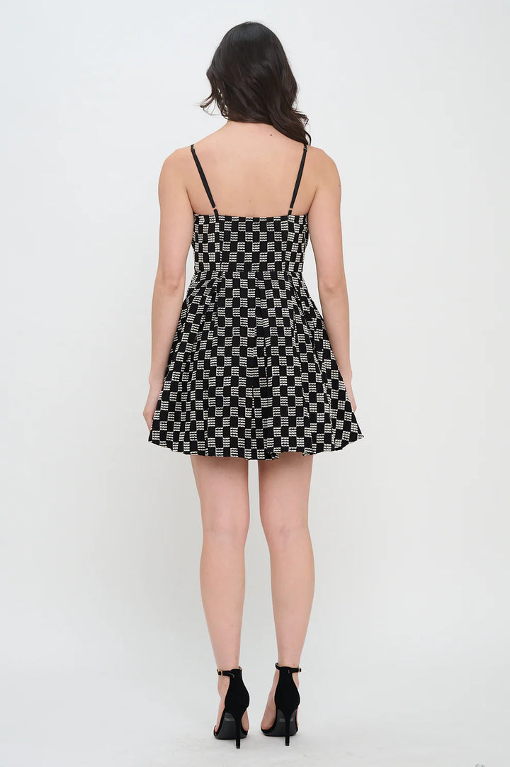 Midnight Weave Bow Mini Dress
