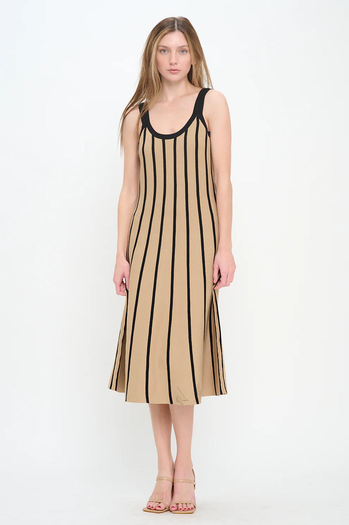 Rib Striped Midi Dress
