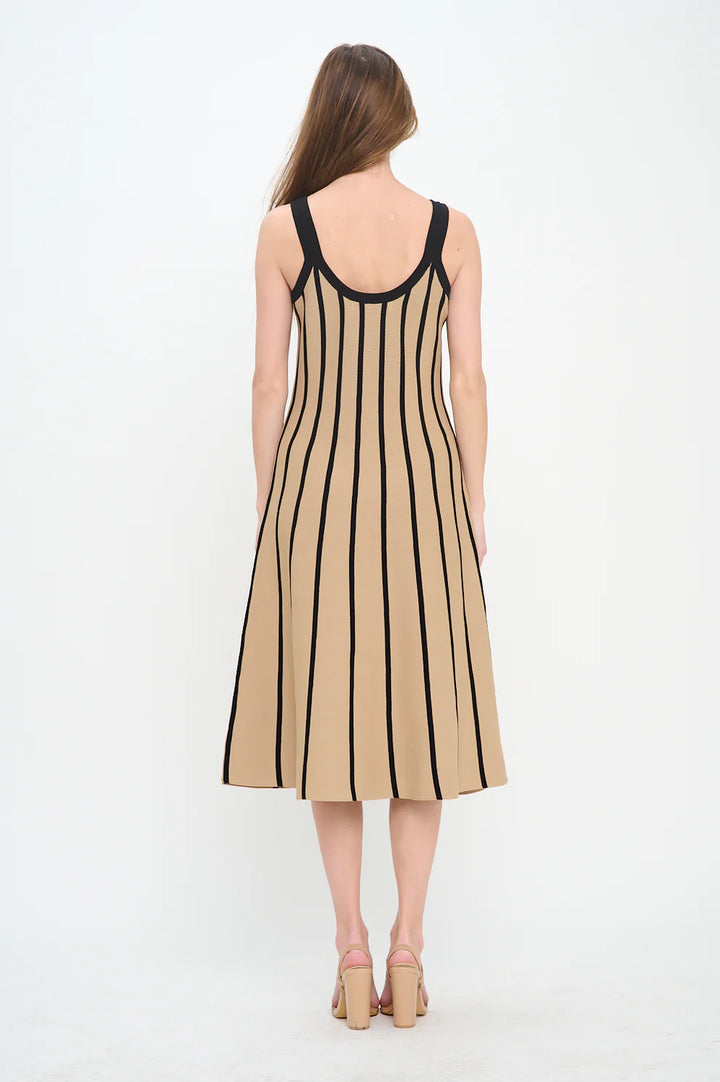 Rib Striped Midi Dress