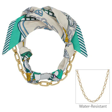 Knotted Scarf Necklace with Gold Chain