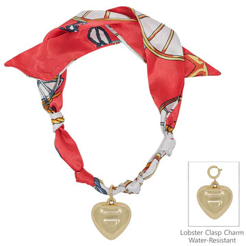 Knotted Scarf Necklace with Hammered 1" Puffy Heart Charm