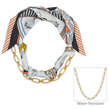 Knotted Scarf Necklace with Gold Chain