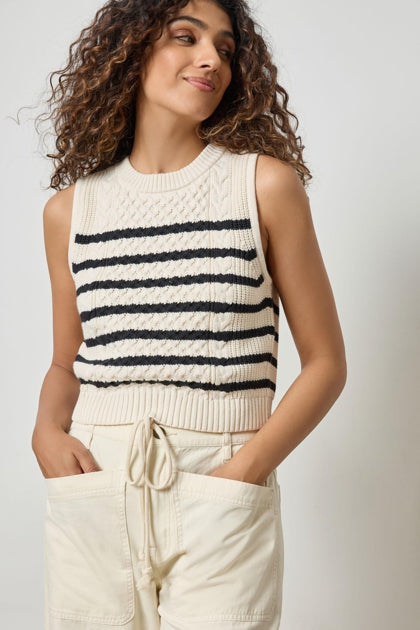 Cropped Cable Tank Sweater