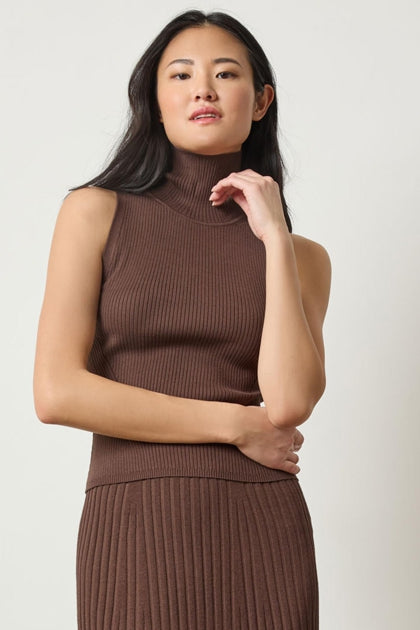 Rib Turtleneck Shell Sweater