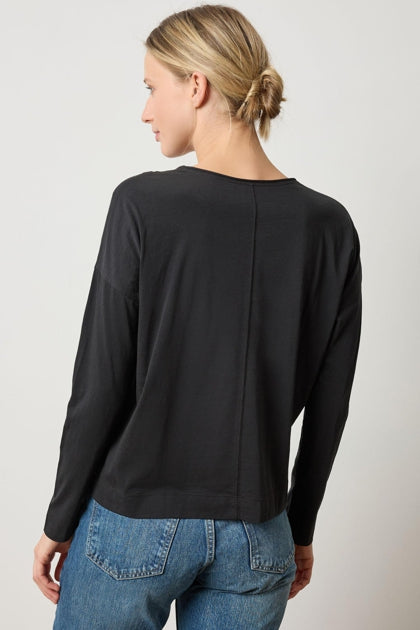 Long Sleeve Cut Edge V-Neck